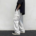 Men's Loose Wide Trousers – Flowing Straight Leg Pants in White, Black or Apricot