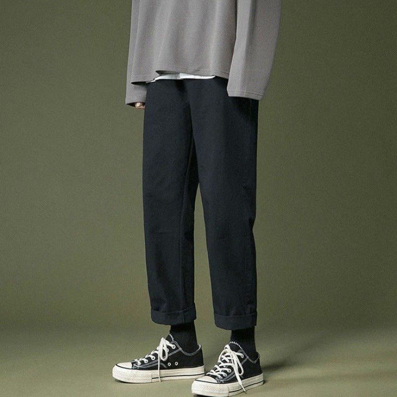 Men's Loose Straight Trousers – Clean Wide Pants in Black, Khaki or Army Green