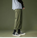Men's Loose Straight Trousers – Clean Wide Pants in Black, Khaki or Army Green