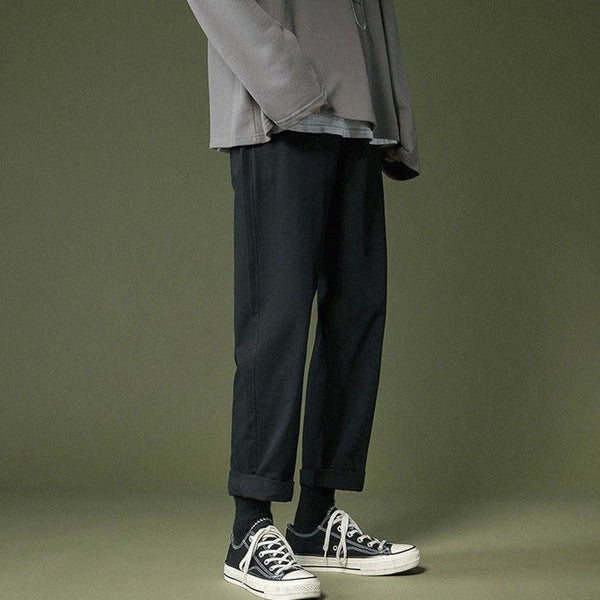 Men's Loose Straight Trousers – Clean Wide Pants in Black, Khaki or Army Green