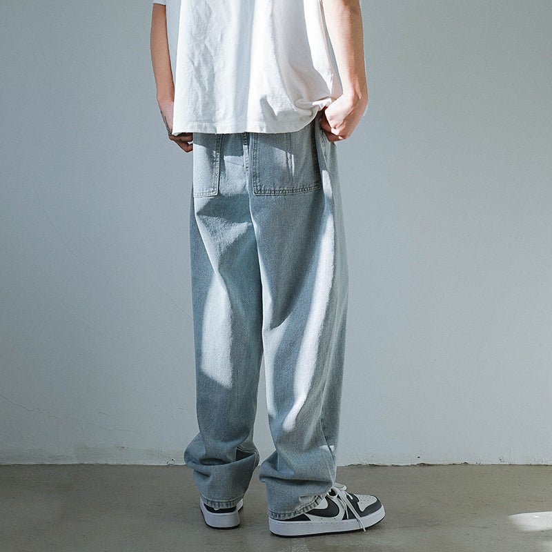 Men's Wide Denim Jeans – Relaxed Straight Jeans in Light or Dark Blue