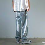 Men's Wide Denim Jeans – Relaxed Straight Jeans in Light or Dark Blue
