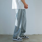 Men's Wide Denim Jeans – Relaxed Straight Jeans in Light or Dark Blue