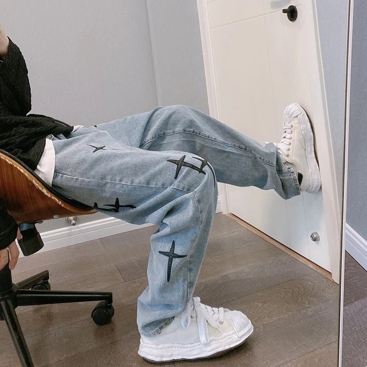 Men's Loose Baggy Jeans – Relaxed Wide Leg Streetwear Denim in Blue