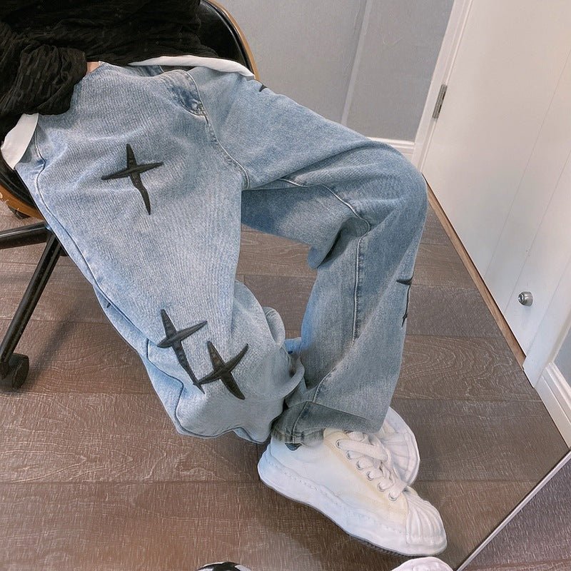 Men's Loose Baggy Jeans – Relaxed Wide Leg Streetwear Denim in Blue