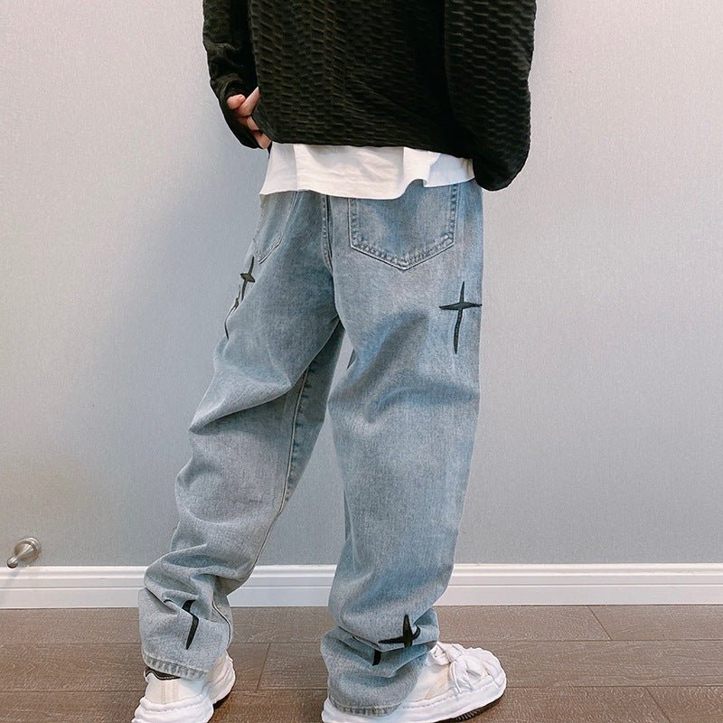 Men's Loose Baggy Jeans – Relaxed Wide Leg Streetwear Denim in Blue