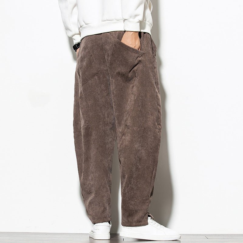 Men's Wide Corduroy Trousers – Relaxed Cord Pants in Grey, Black or Coffee