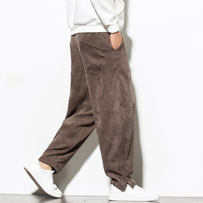 Men's Wide Corduroy Trousers – Relaxed Cord Pants in Grey, Black or Coffee