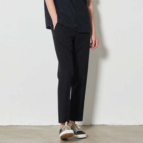 Men's Ankle Length Trousers – Cropped Tapered Pants in Black or Khaki