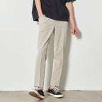 Men's Ankle Length Trousers – Cropped Tapered Pants in Black or Khaki