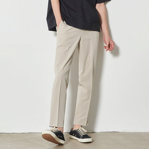 Men's Ankle Length Trousers – Cropped Tapered Pants in Black or Khaki