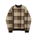 Men's Plaid Knit Jumper – Checked Crewneck in Coffee or Green