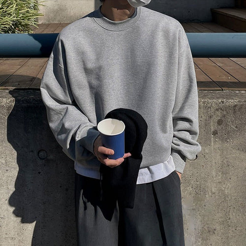 Men's Casual Crewneck Jumper – Soft Knit in Light Grey, Black or Blue