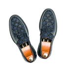 Men's Checked Tassel Loafers – Glossy Slip-On Dress Shoes