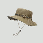 Men's Cotton Boonie Hat – Adjustable Chin-Strap Wide-Brim Outdoor Sun Hat
