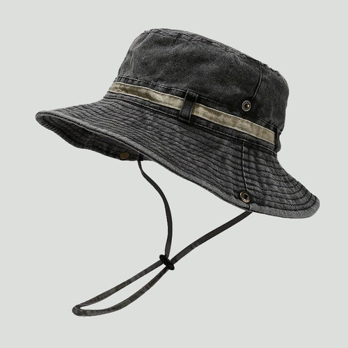 Men's Cotton Boonie Hat – Adjustable Chin-Strap Wide-Brim Outdoor Sun Hat
