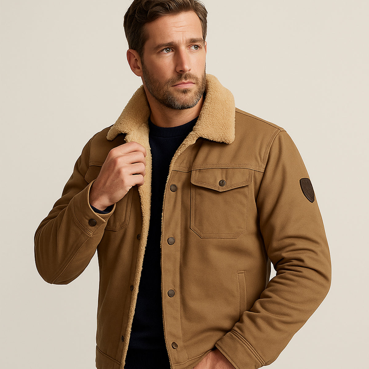 Men's Fleece-Lined Winter Coat – Button Front, Five Colours