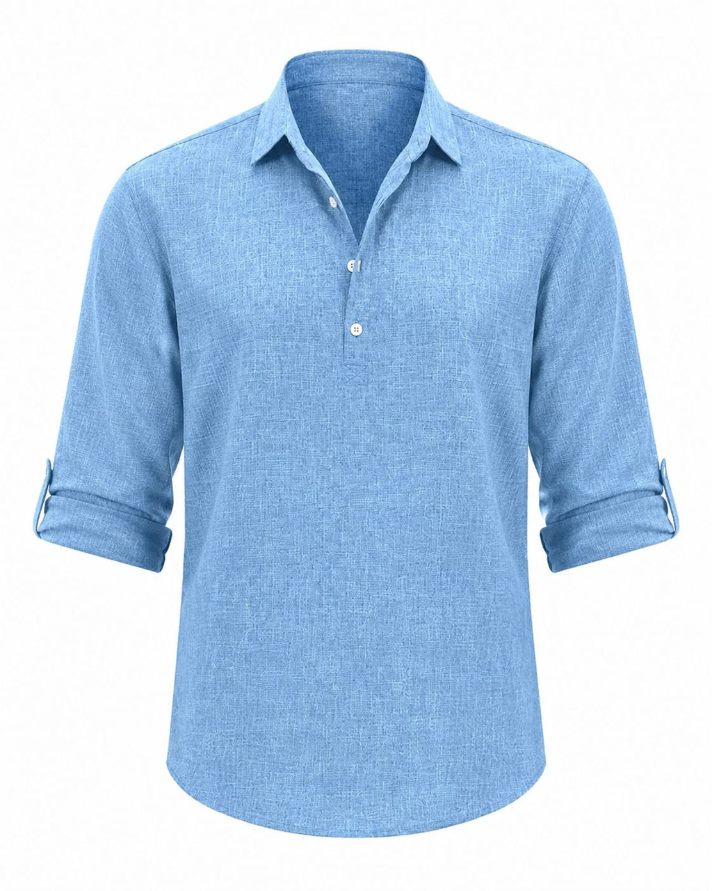 Men's Cotton Popover Shirt – Breathable Roll-Sleeve Top