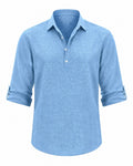 Men's Cotton Popover Shirt – Breathable Roll-Sleeve Top