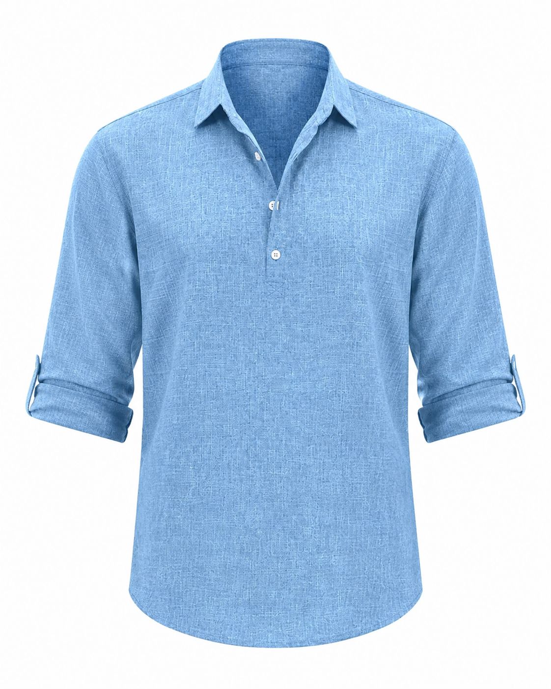 Men's Cotton Popover Shirt – Breathable Roll-Sleeve Top