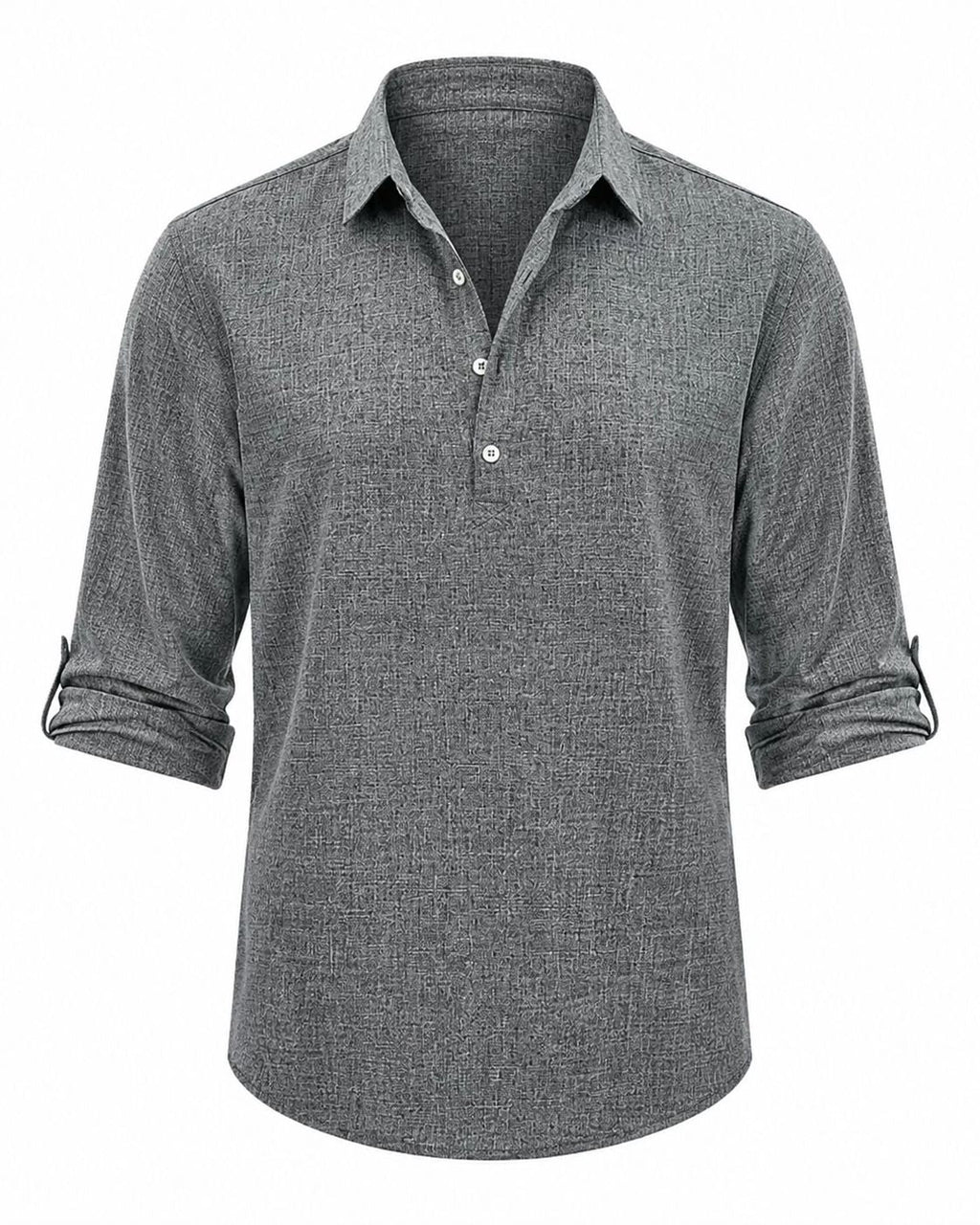 Men's Cotton Popover Shirt – Breathable Roll-Sleeve Top