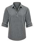 Men's Cotton Popover Shirt – Breathable Roll-Sleeve Top