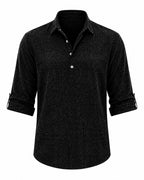 Men's Cotton Popover Shirt – Breathable Roll-Sleeve Top