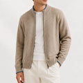 Men's Zip-up Jumper with Knitted Texture