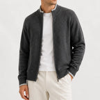 Men's Zip-up Jumper with Knitted Texture