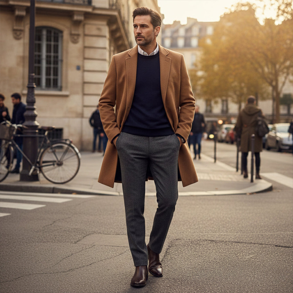 Men's Long Smart Winter Coat – Minimalist Tailored Cut