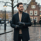 Men's Leather-Look Driving Gloves – Warm Knit Lining