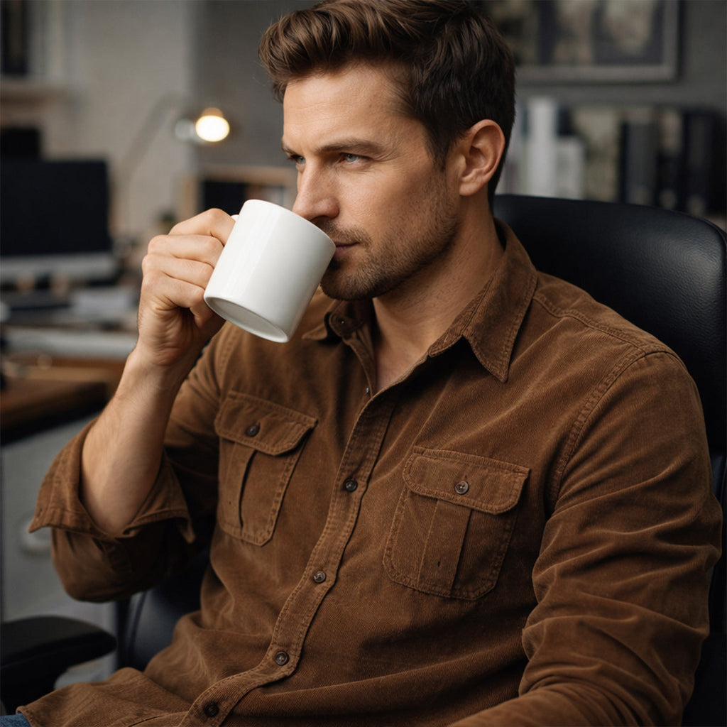 Men's Corduroy Shirt – Button-Down with Chest Flap Pockets