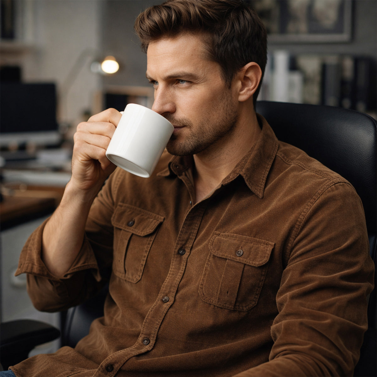 Men's Corduroy Shirt – Button-Down with Chest Flap Pockets