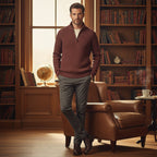 Men's Soft-Knit Half-Zip Jumper – Ribbed Texture