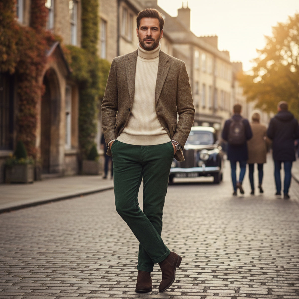 Men's Herringbone Tweed-Style Blazer – Tailored Slim Fit
