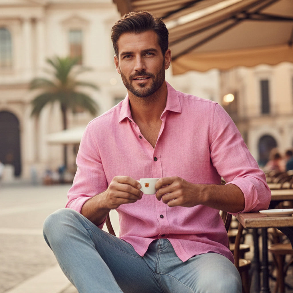 Men's Long-Sleeve Linen Shirt – Relaxed Vintage Cut