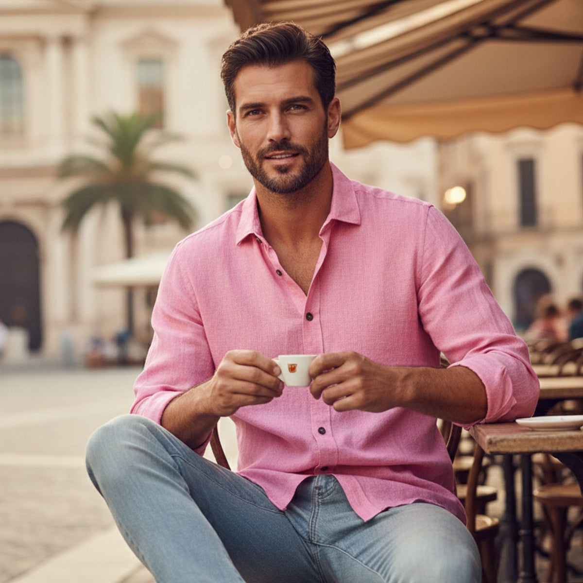 Men's Long-Sleeve Linen Shirt – Relaxed Vintage Cut