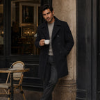 Men's Double-Breasted Wool-Blend Peacoat – Black