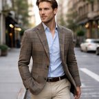 Men's Slim-Fit Check Tweed-Style Blazer