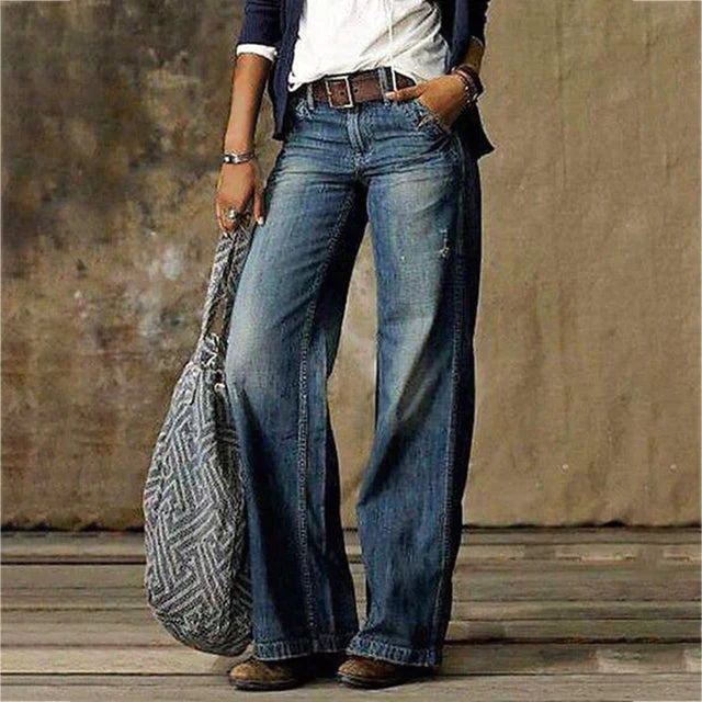 Women's Wide-leg Jeans – Dark Blue