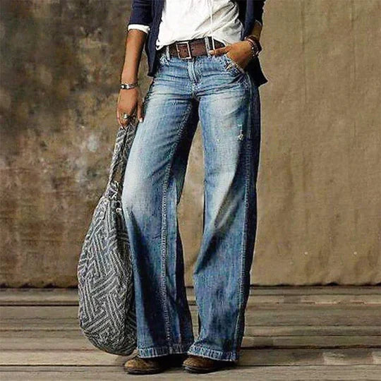 Women's Wide-leg Jeans – Dark Blue