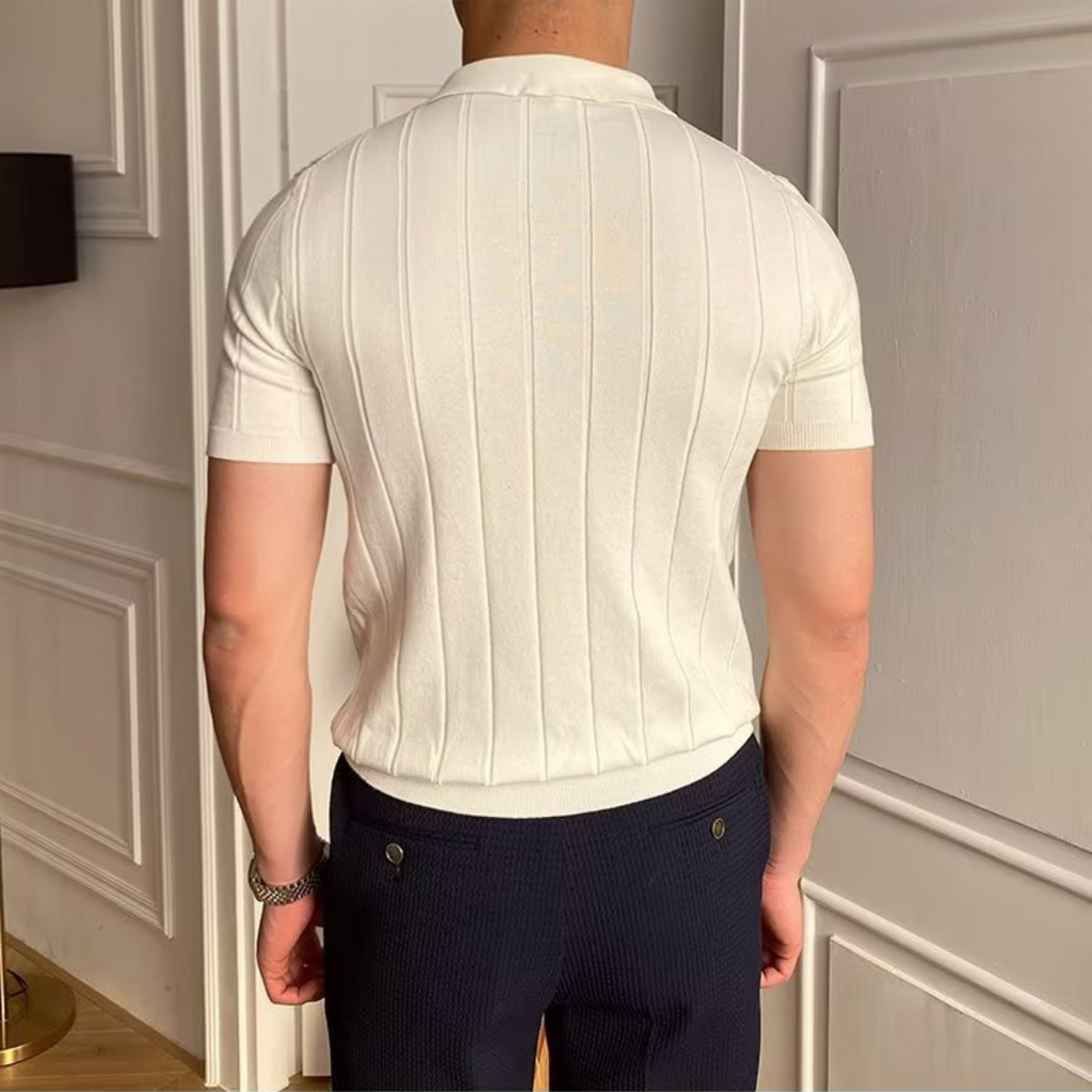 Men's Button-neck Polo Shirt – White