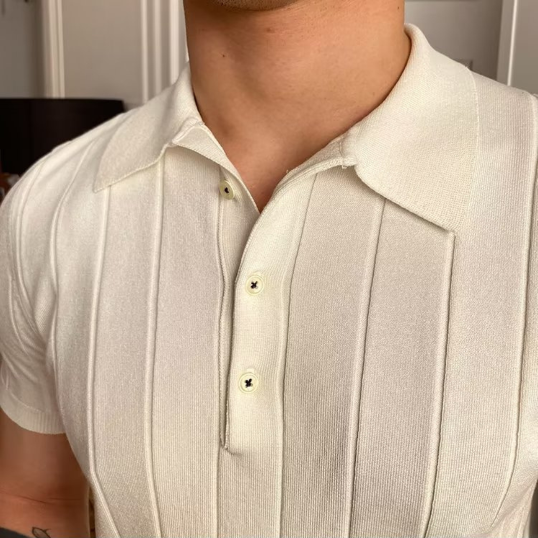 Men's Button-neck Polo Shirt – White