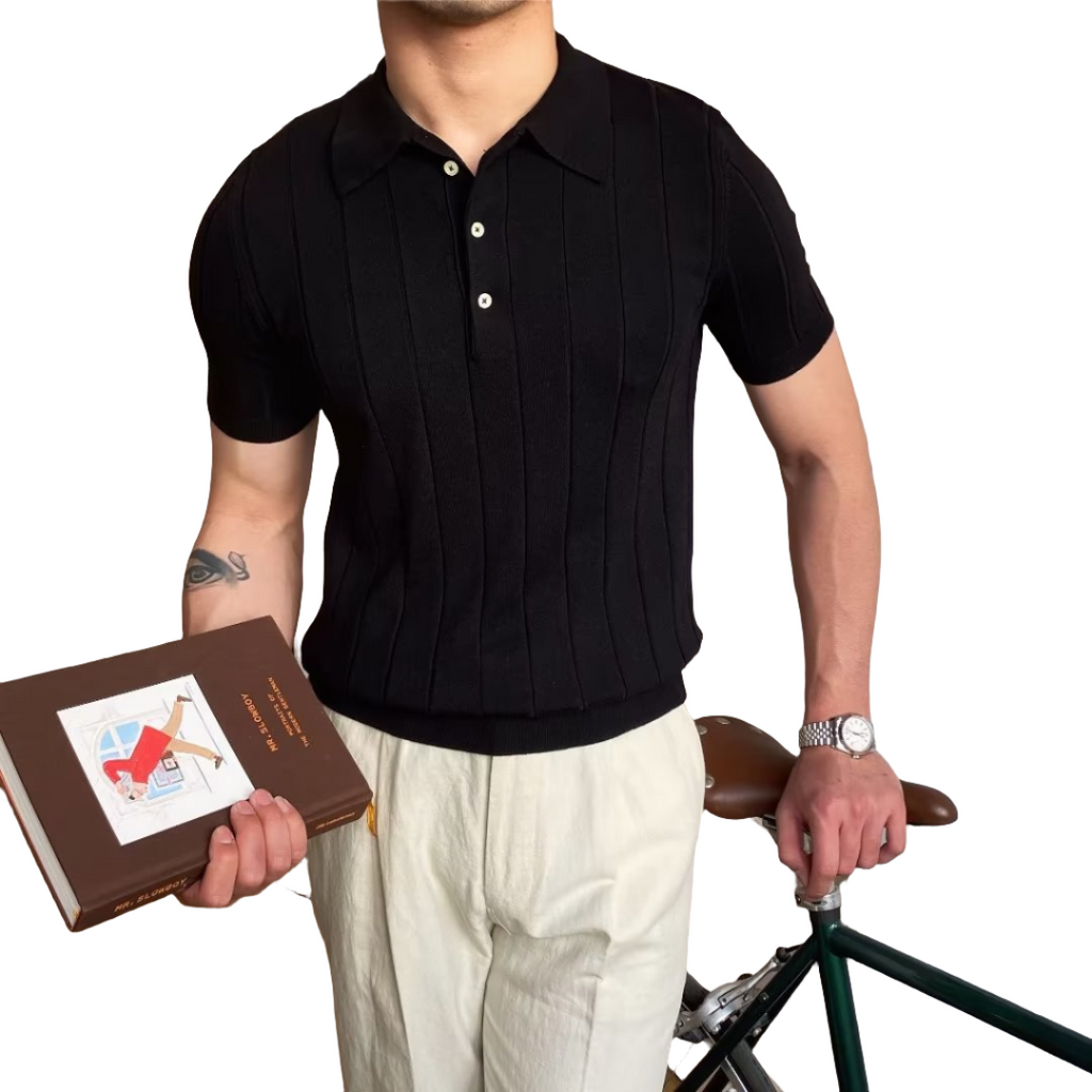 Men's Button-neck Polo Shirt – White