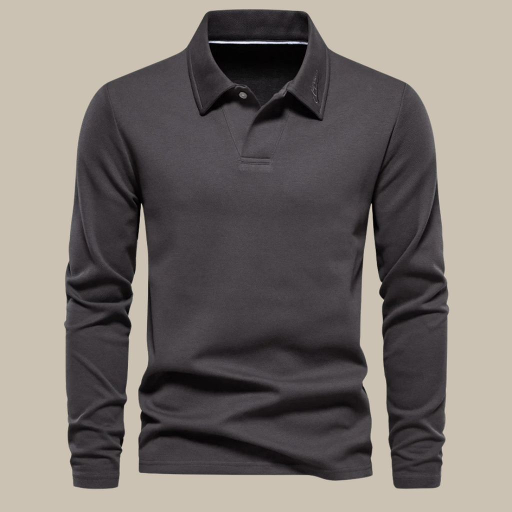 Men's Button-neck Polo Shirt – Dark Grey