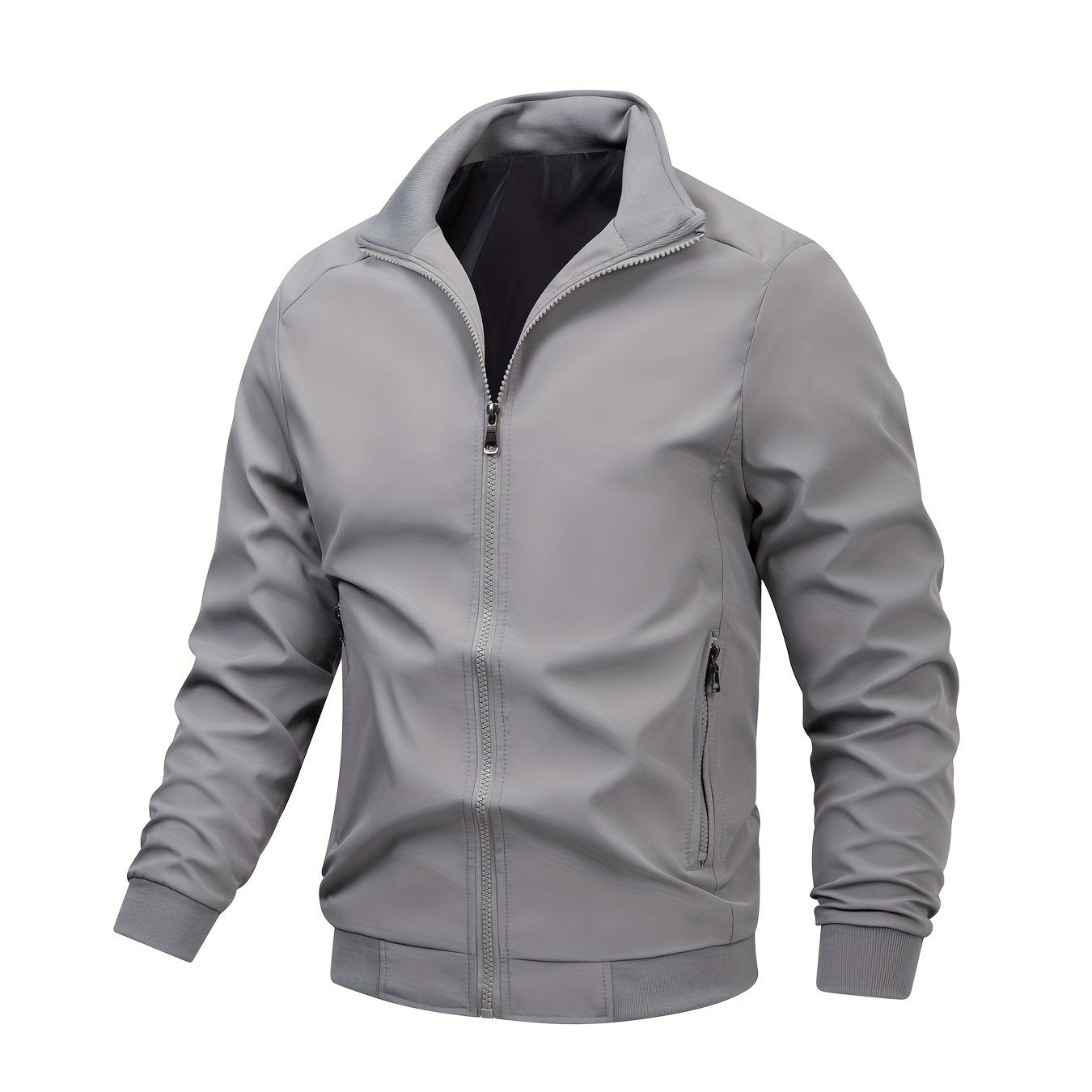 Men's Cotton Jacket with Stand Collar