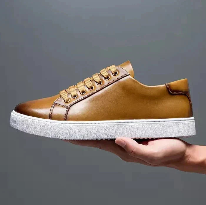 Men's leather-look Low Top Trainers – Smart Casual Summer Shoes