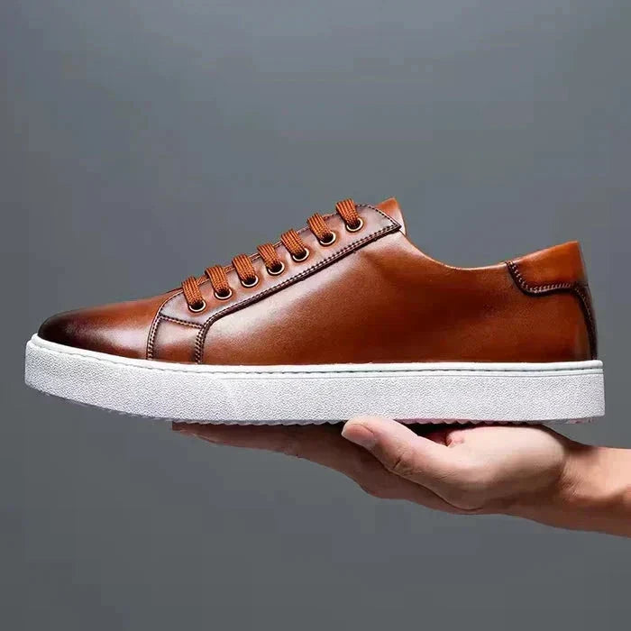 Men's leather-look Low Top Trainers – Smart Casual Summer Shoes