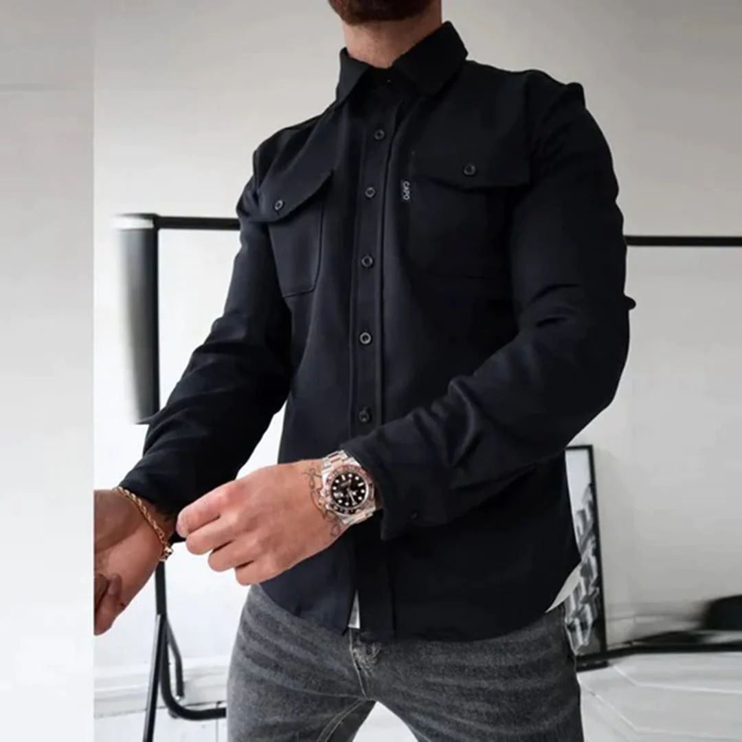 Men's Long-sleeve Overshirt – Black
