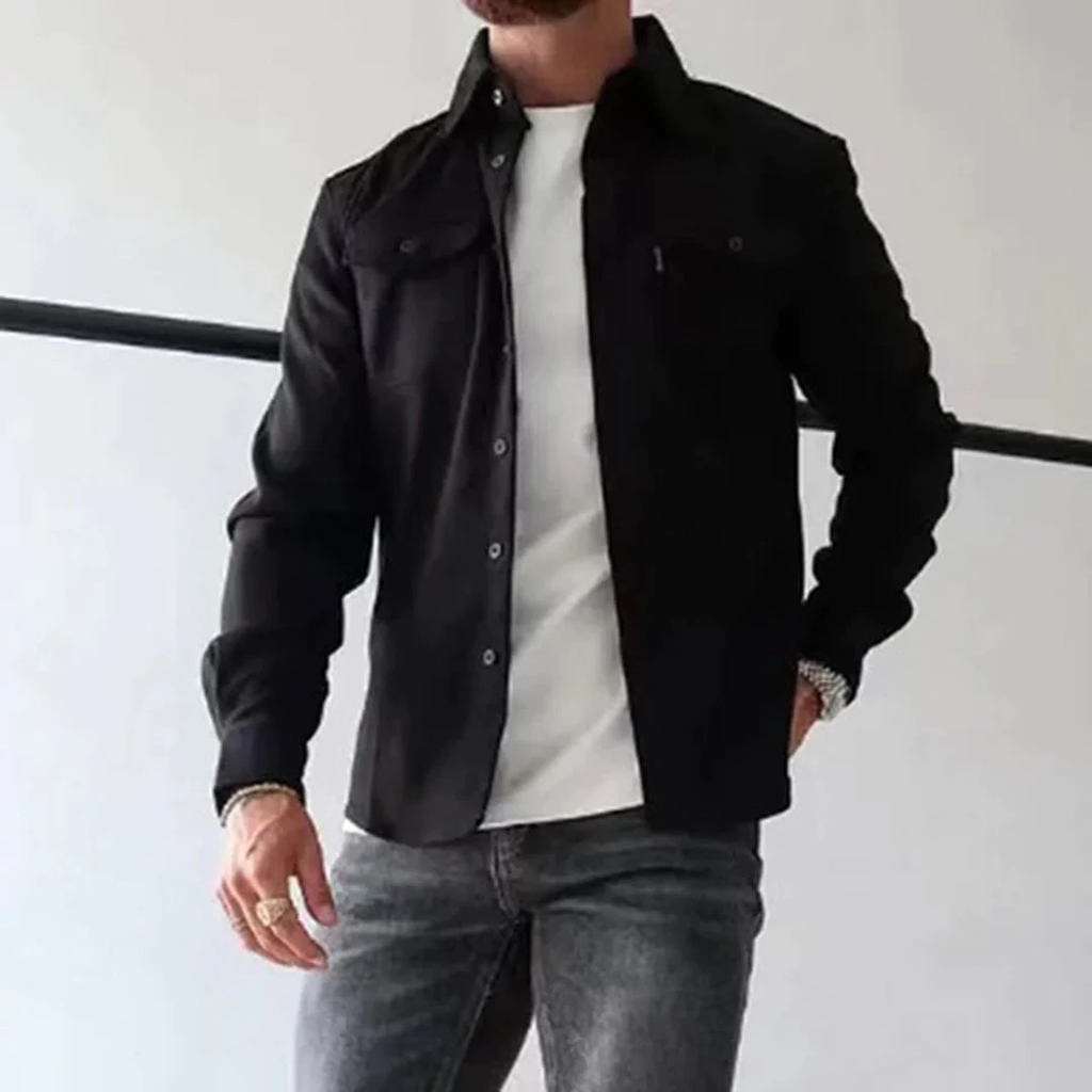 Men's Long-sleeve Overshirt – Black